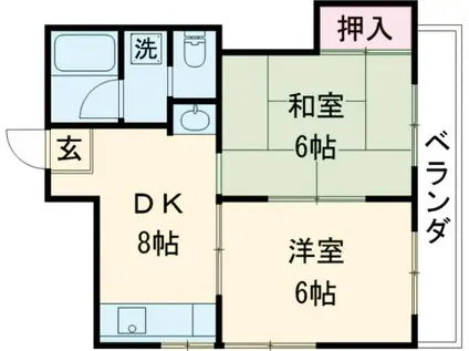 メゾン芳賀(2DK/2階)の間取り写真