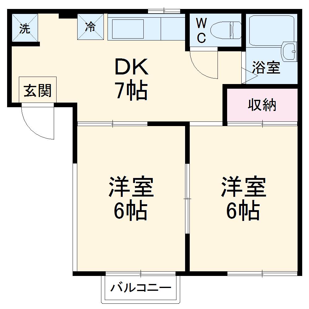 モンセジュール(2DK/2階)の間取り写真