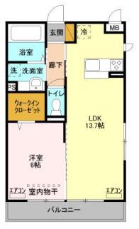 エーデルハイムⅣ(1LDK/2階)の間取り写真