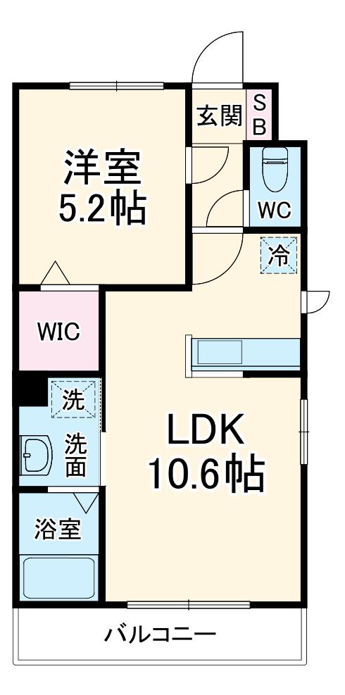 グランフィールズⅠ(1LDK/2階)の間取り写真