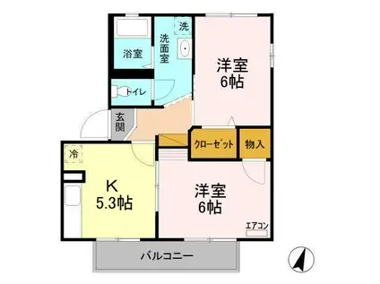 エステート(2DK/2階)の間取り写真