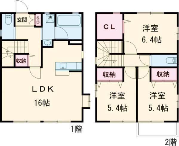 東北本線 宇都宮駅 徒歩19分 2階建 築18年(3SLDK)の間取り写真