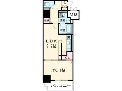 エスペランサ大橋Ⅱ(1LDK/5階)の間取り写真