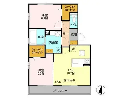 シャルムHAⅡ(2LDK/1階)の間取り写真