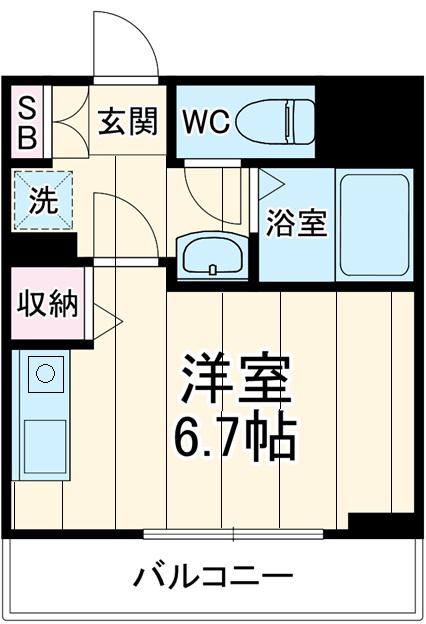 ヴランドール柏中央(1K/7階)の間取り写真