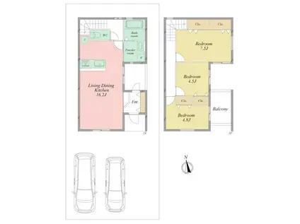 東海道本線 天竜川駅 徒歩29分 2階建 築2年(3LDK)の間取り写真