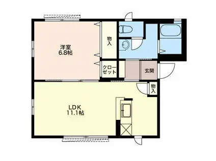 カーサ西尾(1LDK/1階)の間取り写真