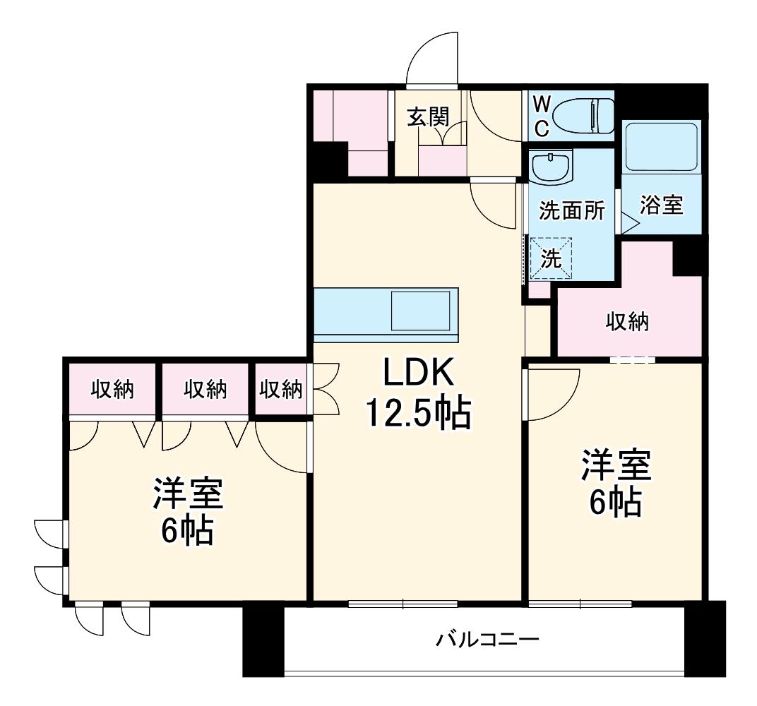 SOLEIL FLEUR(2LDK/1階)の間取り写真