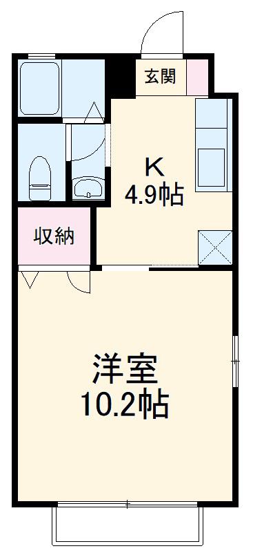 ヒルセゾンA(1K/2階)の間取り写真