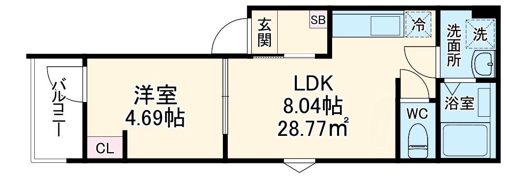 GRADUS相武台(1LDK/1階)の間取り写真