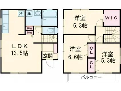 京成電鉄金町線 柴又駅 徒歩5分 2階建 築4年(3LDK)の間取り写真