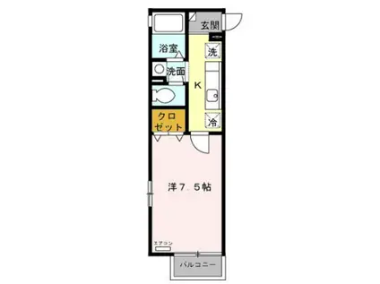 ツインコート船橋丸山2(1K/1階)の間取り写真