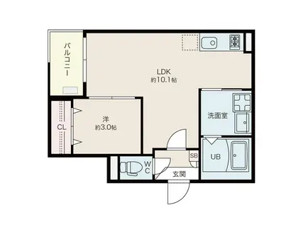 JACK BIWAJIMA Ⅰ(1LDK/3階)の間取り写真