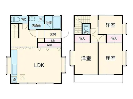 京成電鉄千葉線 京成稲毛駅 徒歩3分 2階建 築20年(3LDK)の間取り写真