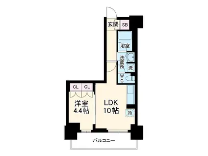 パークアクシス市川(1LDK/12階)の間取り写真