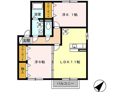 ヴィラ中島Ⅱ(2LDK/2階)の間取り写真