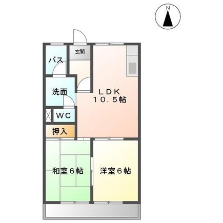 グリーンハイツA(2LDK/2階)の間取り写真