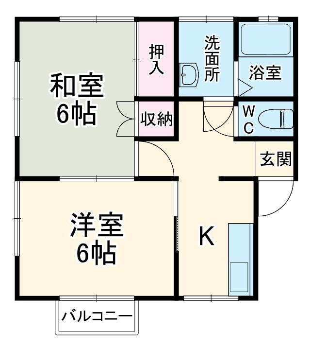 ハイツMIKAWA(2K/2階)の間取り写真
