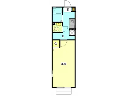 キャッスルウエストⅡ(1K/1階)の間取り写真