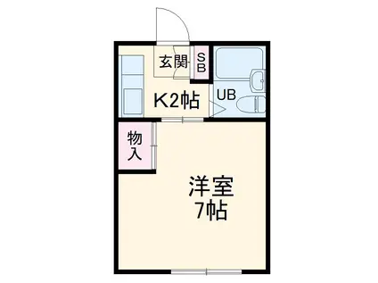 第二稲荷荘(1K/2階)の間取り写真
