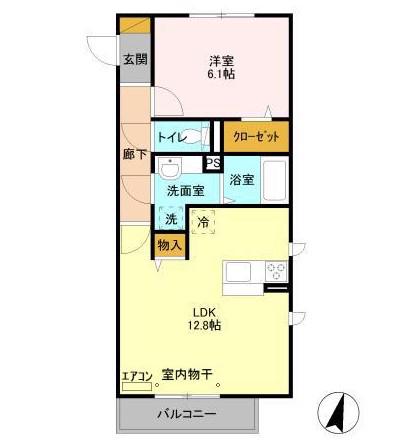 クレア1(1LDK/3階)の間取り写真