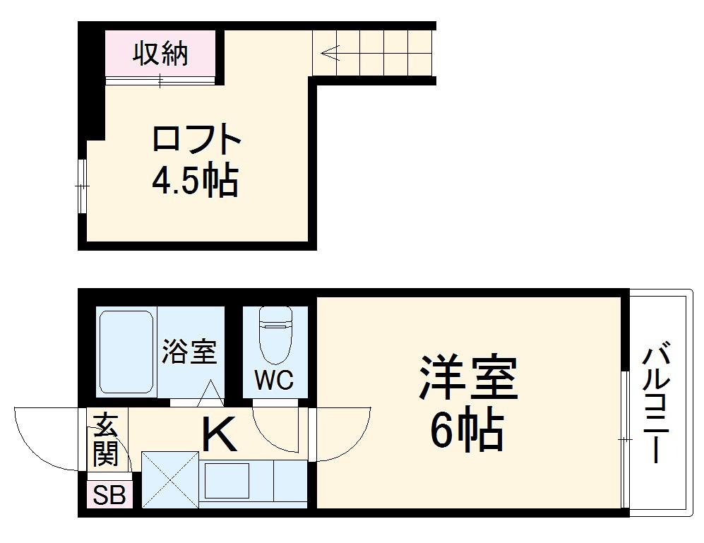 ショコラ5(1K/1階)の間取り写真