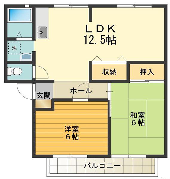 エトワールシノ(2LDK/1階)の間取り写真