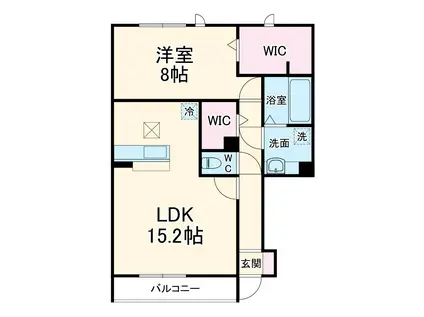 ユグドラシル(1LDK/1階)の間取り写真