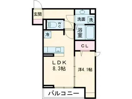 Dアセット飛田給(1LDK/2階)の間取り写真