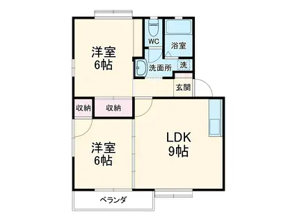 エスペランス広沢A(2LDK/2階)の間取り写真