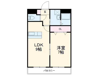 クララビル(1LDK/2階)の間取り写真