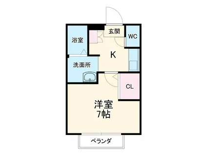 パークサイド希望ヶ丘(1K/2階)の間取り写真