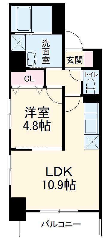 千葉中央・大庄マンション(1LDK/5階)の間取り写真