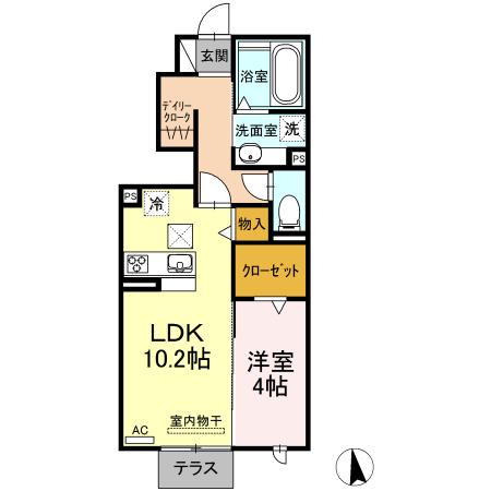 豊橋鉄道渥美線 南栄駅 徒歩9分 2階建 築8年(1LDK)の間取り写真