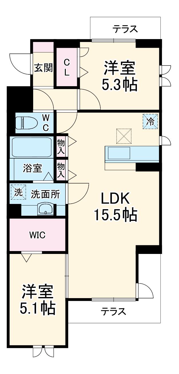 センカⅡ(2LDK/1階)の間取り写真
