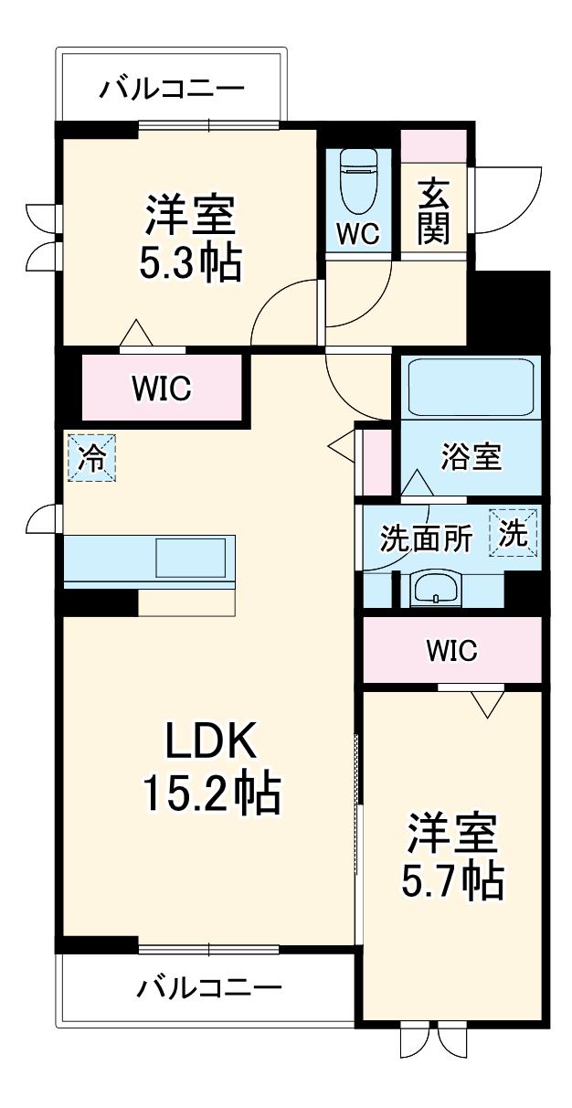 センカⅡ(2LDK/3階)の間取り写真