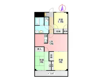 グランツ杉山Ⅰ(3LDK/4階)の間取り写真