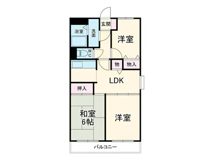 ビバリーヒルズ(3DK/2階)の間取り写真