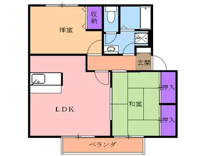 コート泉Ⅱ B(2LDK/2階)の間取り写真