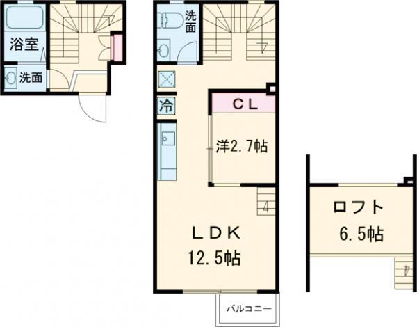 TAS経堂レジデンス(1LDK/2階)の間取り写真