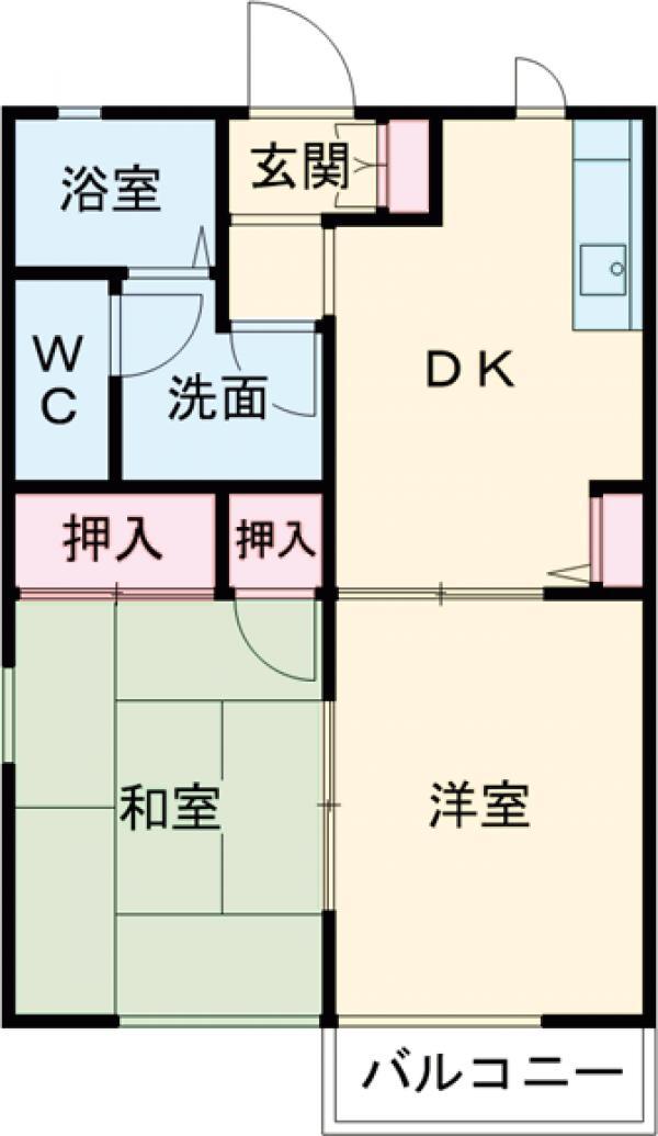 サウスヒルズ(2DK/2階)の間取り写真