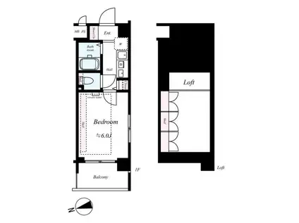 エステムコート梅田茶屋町(1K/7階)の間取り写真
