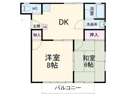 福寿園ハイツⅢ(2DK/2階)の間取り写真