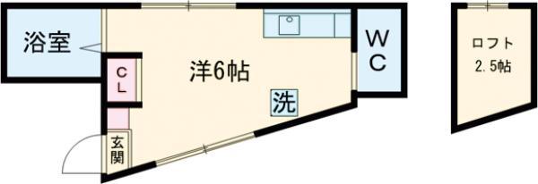 ルミエール上町(ワンルーム/1階)の間取り写真