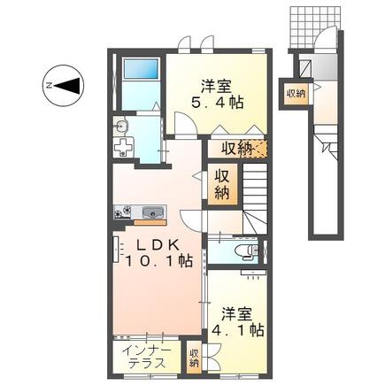 クレアシオン南(2LDK/2階)の間取り写真