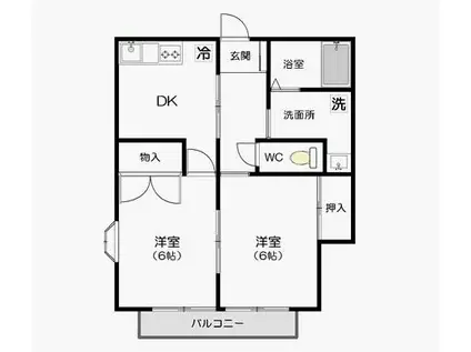 クリーンハイツ大池Ⅲ(2DK/2階)の間取り写真