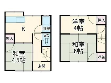 名鉄尾西線 二子駅 徒歩16分 2階建 築56年(3DK)の間取り写真