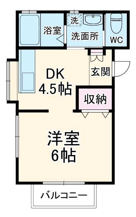 コアハイム(1DK/1階)の間取り写真