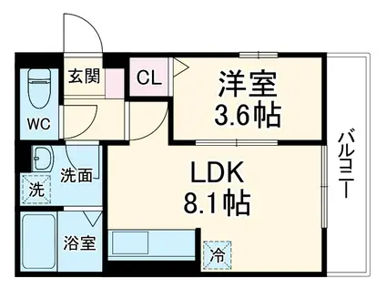 レジデンス代官町(1LDK/2階)の間取り写真
