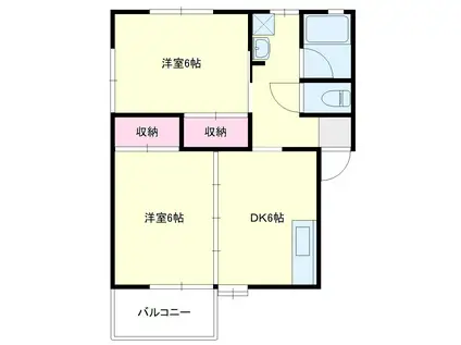 サンハイツ1(2DK/2階)の間取り写真